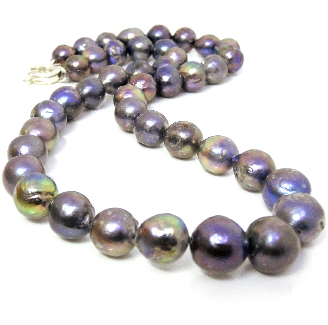 Black 11.3-12.5mm Ripple Pearls Necklace